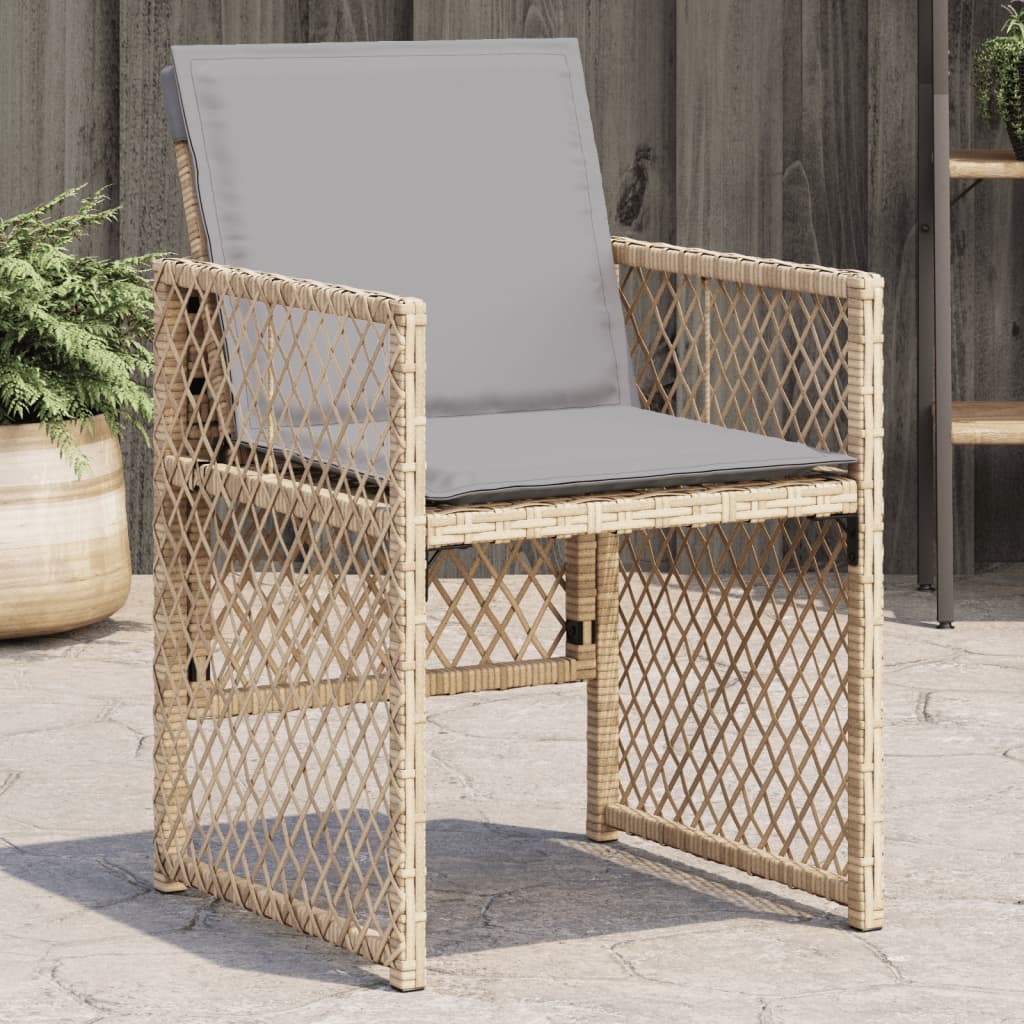Sedie da Giardino con Cuscini 4 pz Beige Misto in Polyrattan - homemem39