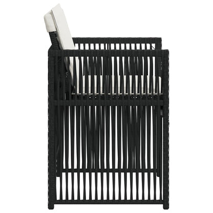 Sedie da Giardino con Cuscini 4 pz Nere in Polyrattan