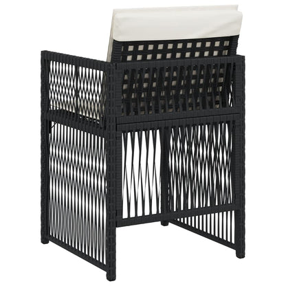 Sedie da Giardino con Cuscini 4 pz Nere in Polyrattan