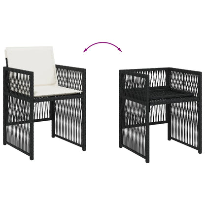Sedie da Giardino con Cuscini 4 pz Nere in Polyrattan