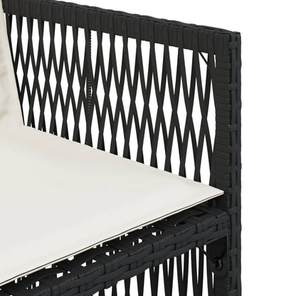 Sedie da Giardino con Cuscini 4 pz Nere in Polyrattan
