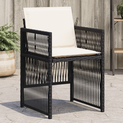 Sedie da Giardino con Cuscini 4 pz Nere in Polyrattan