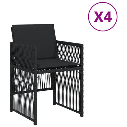 Sedie da Giardino con Cuscini 4 pz Nere in Polyrattan