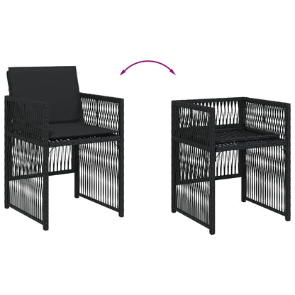 Sedie da Giardino con Cuscini 4 pz Nere in Polyrattan