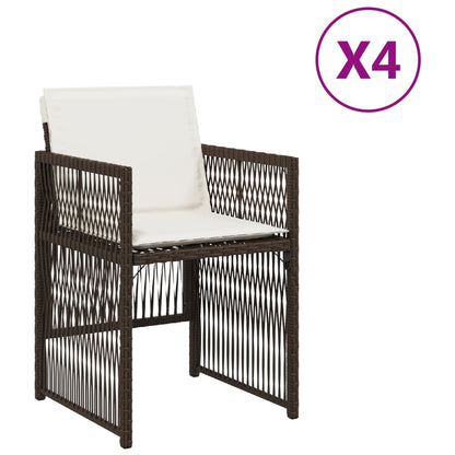 Sedie da Giardino con Cuscini 4 pz Marroni in Polyrattan