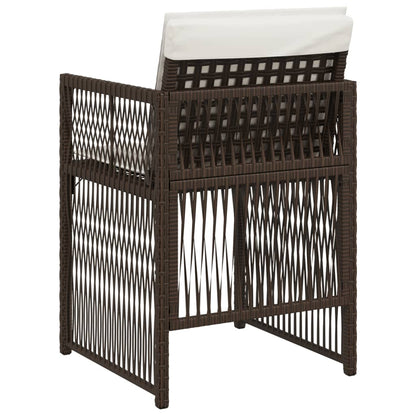 Sedie da Giardino con Cuscini 4 pz Marroni in Polyrattan