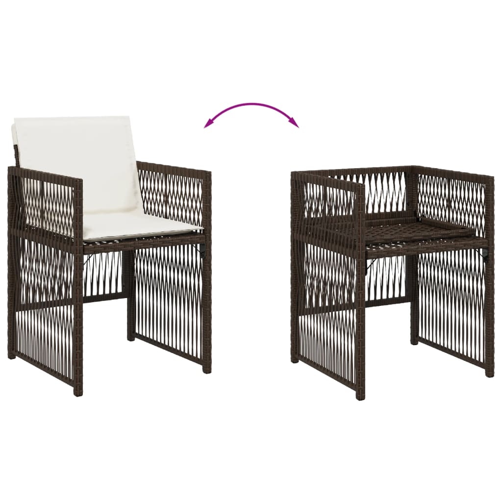 Sedie da Giardino con Cuscini 4 pz Marroni in Polyrattan