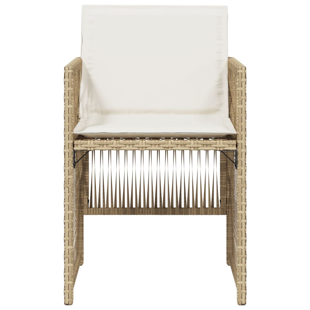 Sedie da Giardino con Cuscini 4 pz Beige in Polyrattan