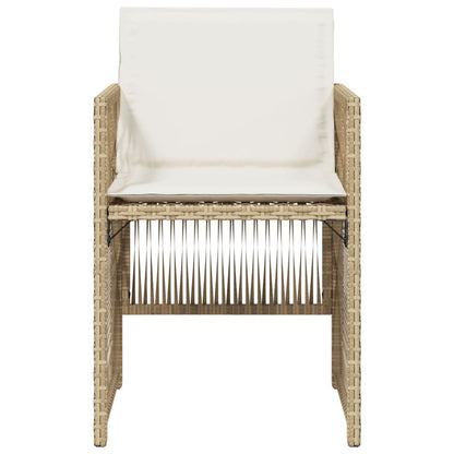 Sedie da Giardino con Cuscini 4 pz Beige in Polyrattan