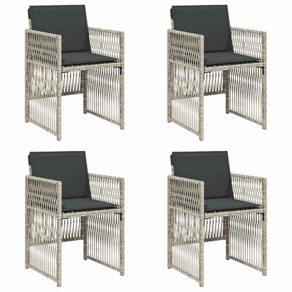 Sedie da Giardino con Cuscini 4 pz Grigio Chiaro in Polyrattan - homemem39