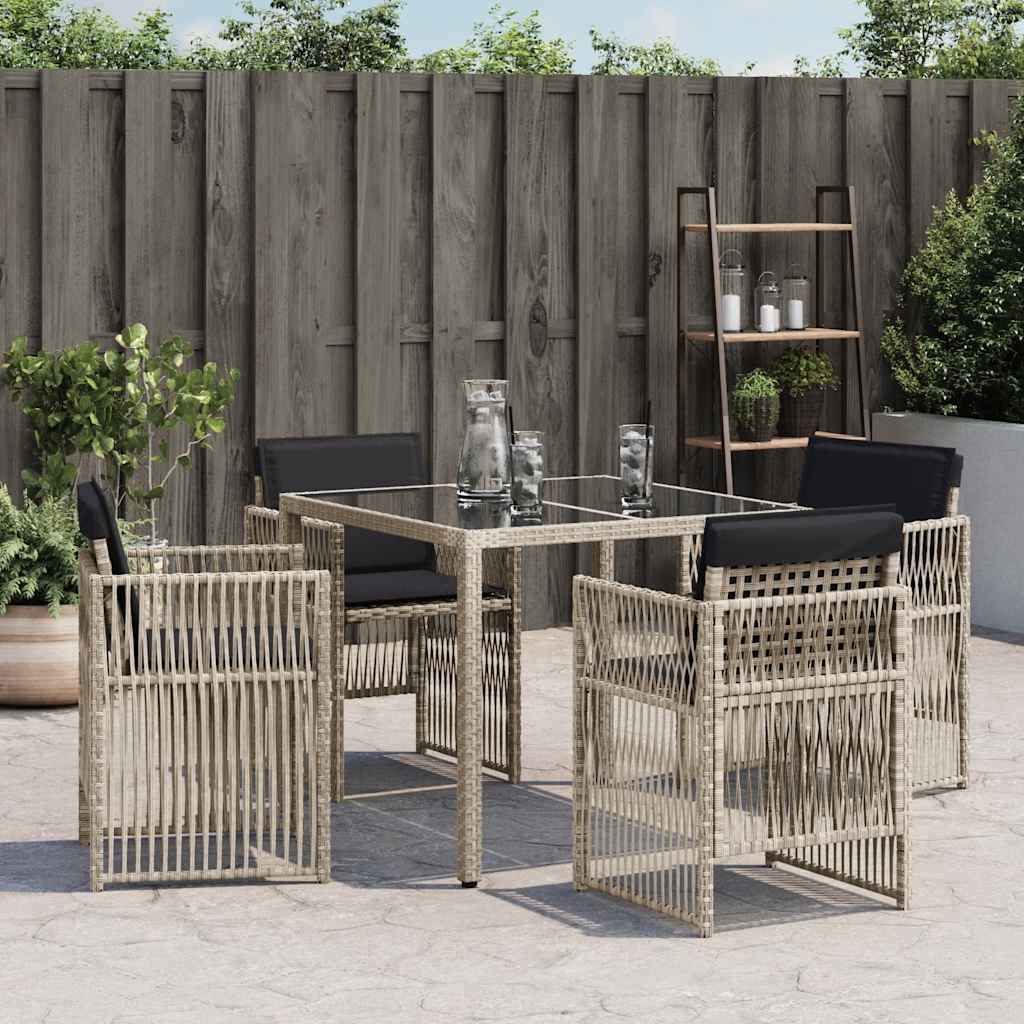 Sedie da Giardino con Cuscini 4 pz Grigio Chiaro in Polyrattan - homemem39
