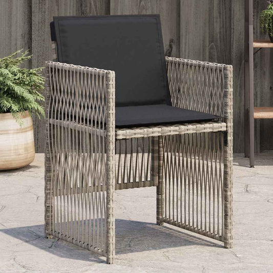 Sedie da Giardino con Cuscini 4 pz Grigio Chiaro in Polyrattan | homemem39