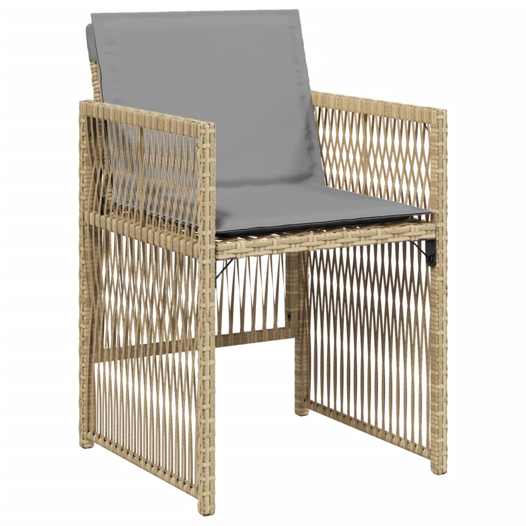 Sedie da Giardino con Cuscini 4 pz Beige Misto in Polyrattan - homemem39