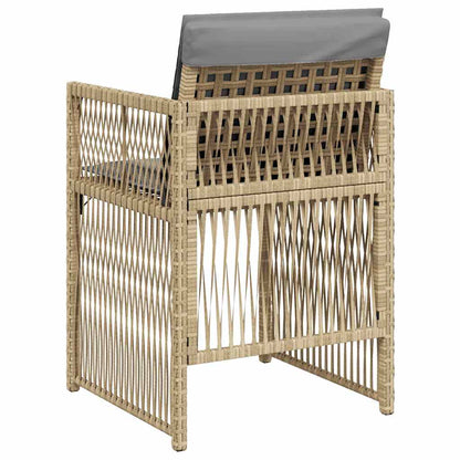 Sedie da Giardino con Cuscini 4 pz Beige Misto in Polyrattan - homemem39