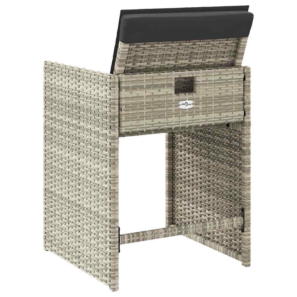 Sedie da Giardino con Cuscini 4 pz Grigio Chiaro in Polyrattan - homemem39