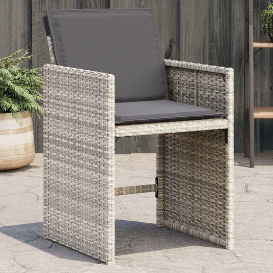 Sedie da Giardino con Cuscini 4 pz Grigio Chiaro in Polyrattan | homemem39