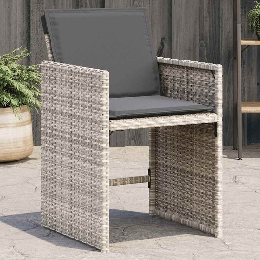 Sedie da Giardino con Cuscini 4 pz Grigio Chiaro in Polyrattan - homemem39