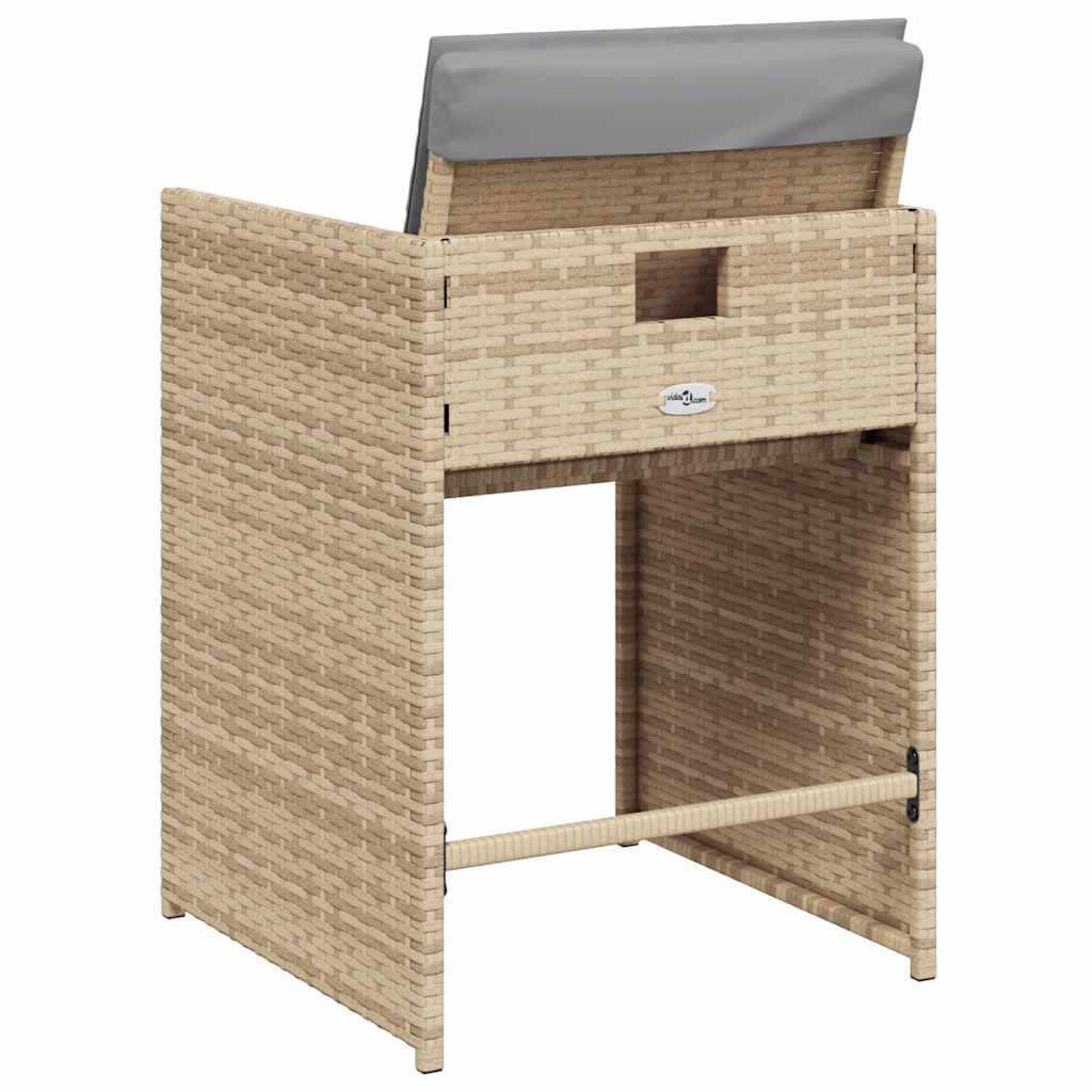 Sedie da Giardino con Cuscini 4 pz Beige Misto in Polyrattan - homemem39
