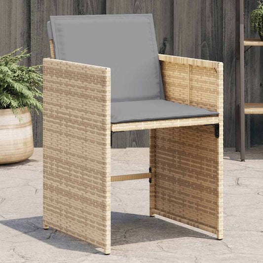 Sedie da Giardino con Cuscini 4 pz Beige Misto in Polyrattan | homemem39