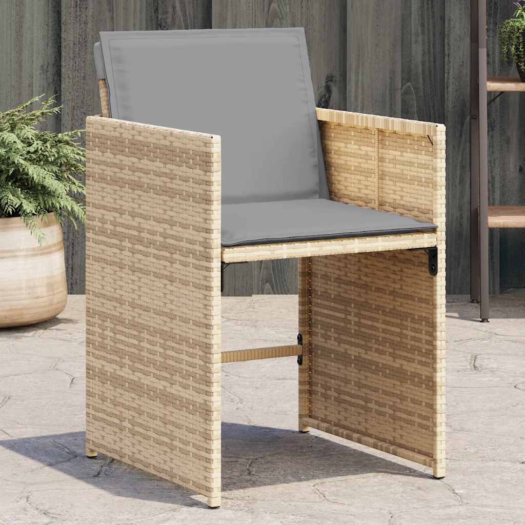 Sedie da Giardino con Cuscini 4 pz Beige Misto in Polyrattan - homemem39