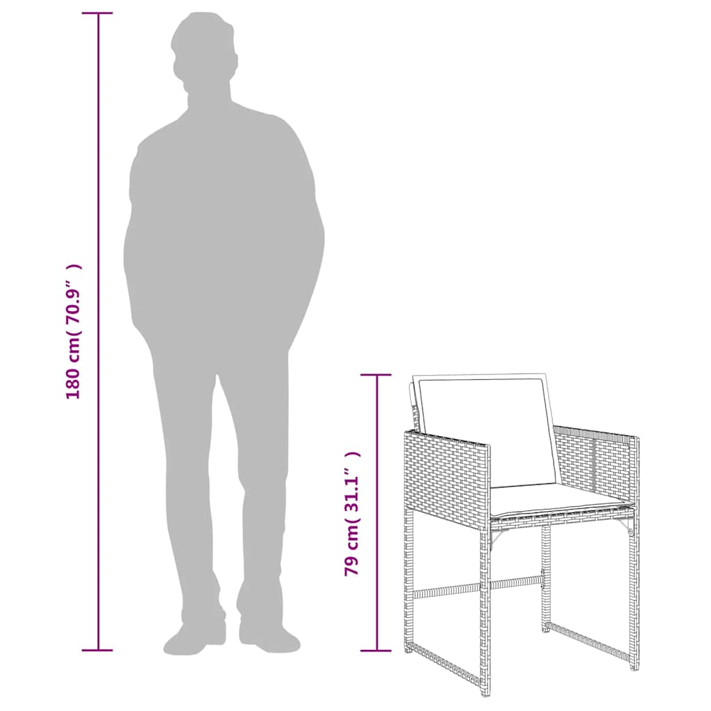 Sedie da Giardino con Cuscini 4pz Grigio in Polyrattan