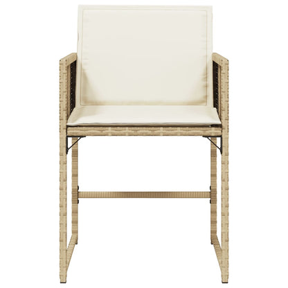Sedie da Giardino con Cuscini 4 pz Beige in Polyrattan