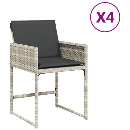 Sedie da Giardino con Cuscini 4 pz Grigio Chiaro in Polyrattan | homemem39
