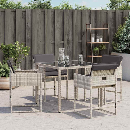 Sedie da Giardino con Cuscini 4 pz Grigio Chiaro in Polyrattan | homemem39