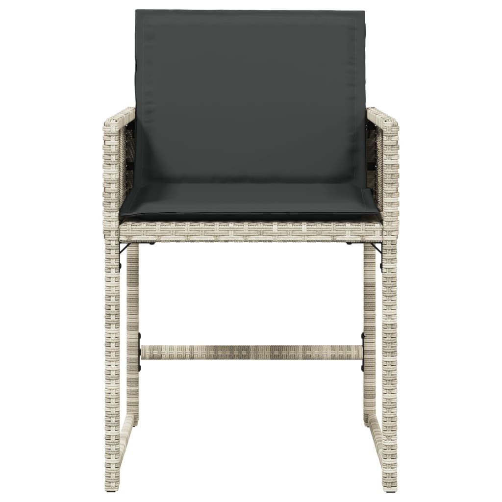 Sedie da Giardino con Cuscini 4 pz Grigio Chiaro in Polyrattan - homemem39