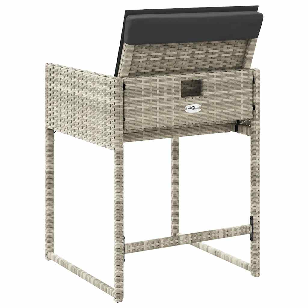 Sedie da Giardino con Cuscini 4 pz Grigio Chiaro in Polyrattan | homemem39