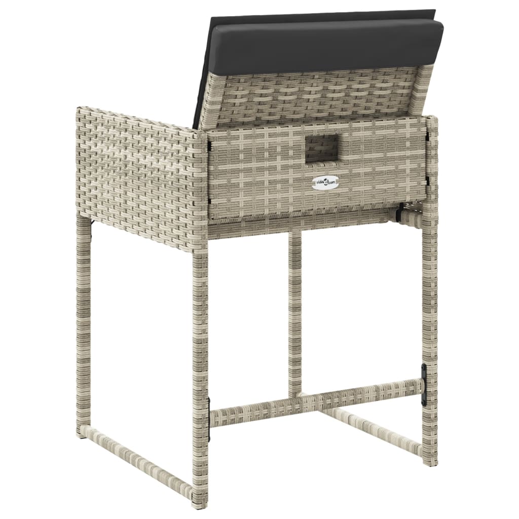 Sedie da Giardino con Cuscini 4 pz Grigio Chiaro in Polyrattan - homemem39