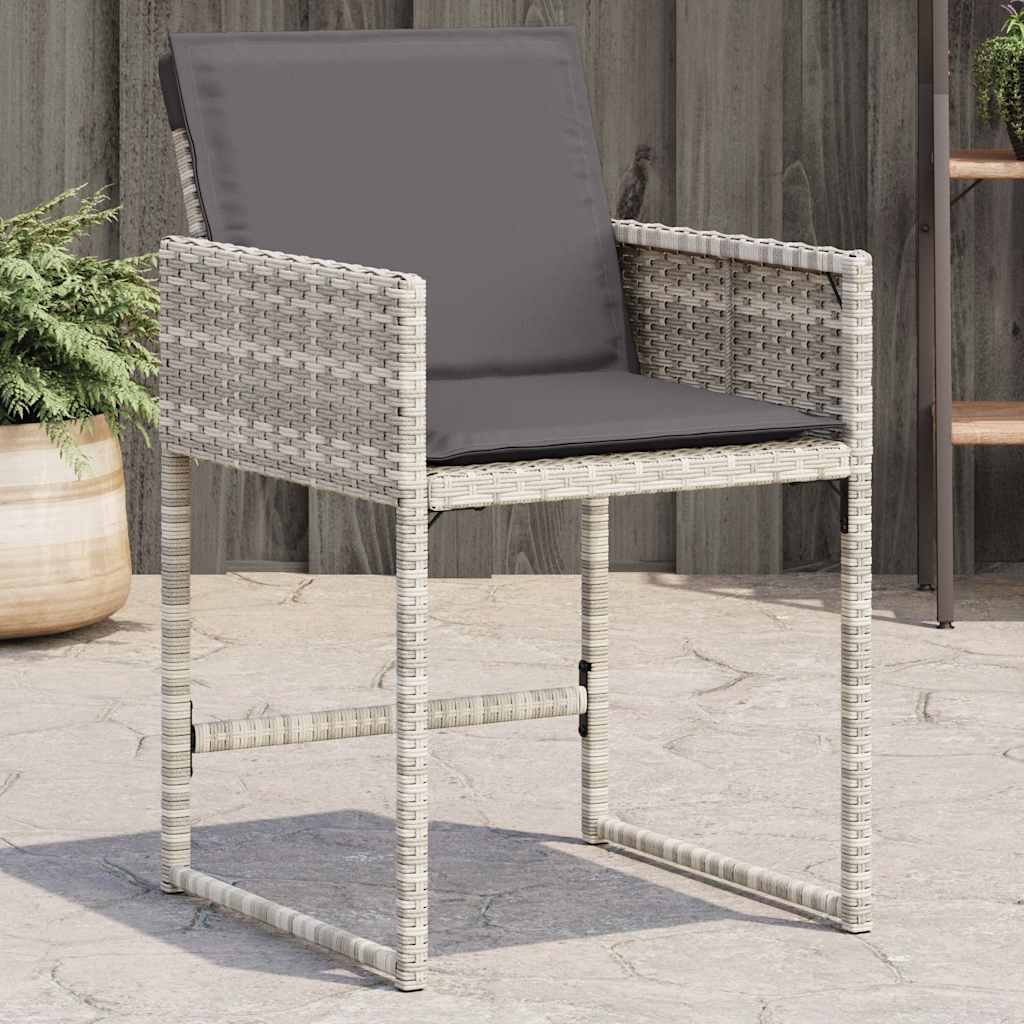Sedie da Giardino con Cuscini 4 pz Grigio Chiaro in Polyrattan | homemem39