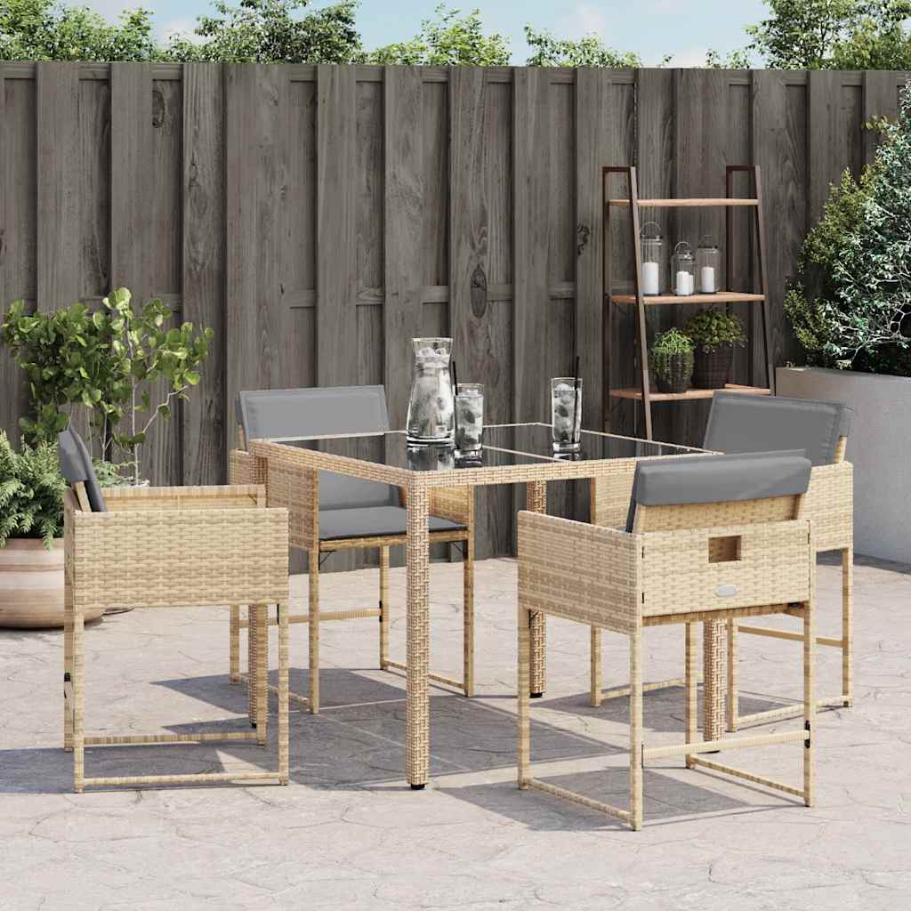 Sedie da Giardino con Cuscini 4 pz Beige Misto in Polyrattan | homemem39