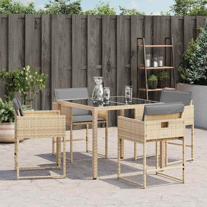 Sedie da Giardino con Cuscini 4 pz Beige Misto in Polyrattan | homemem39