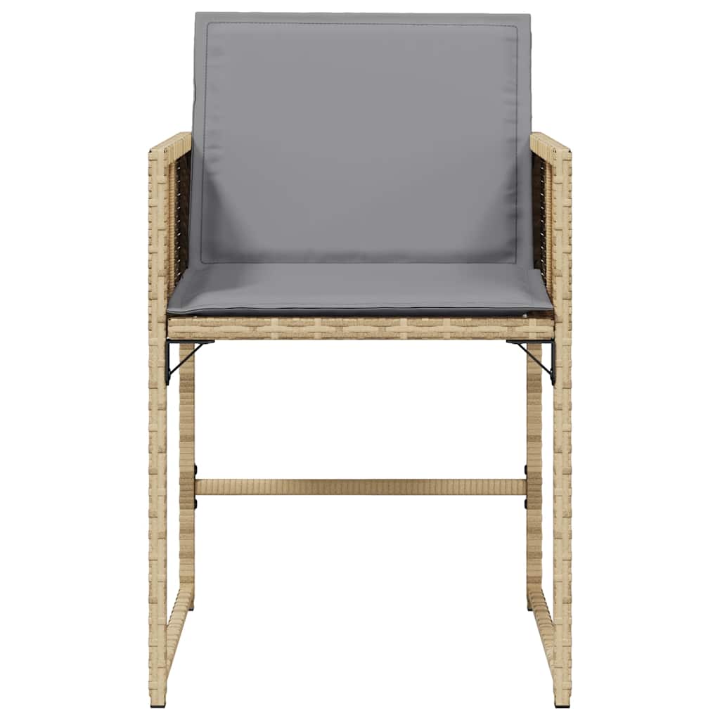 Sedie da Giardino con Cuscini 4 pz Beige Misto in Polyrattan | homemem39