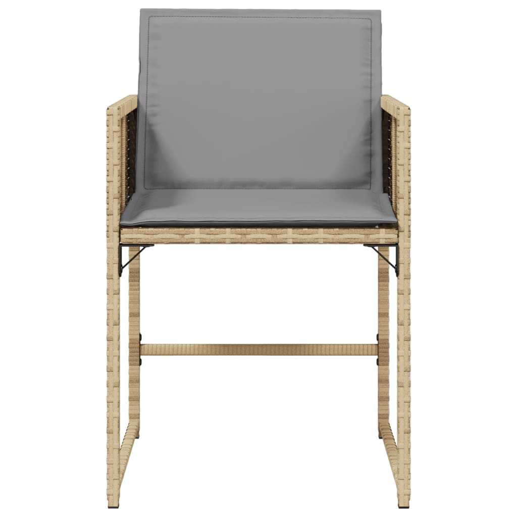 Sedie da Giardino con Cuscini 4 pz Beige Misto in Polyrattan - homemem39