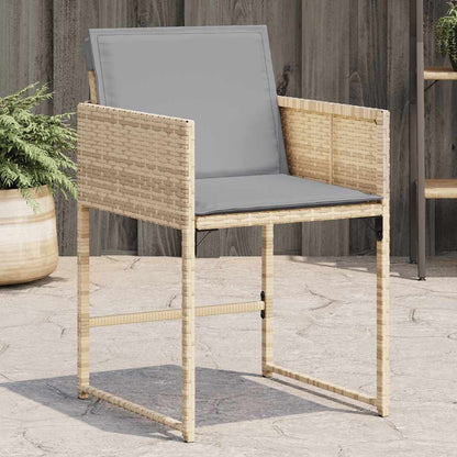 Sedie da Giardino con Cuscini 4 pz Beige Misto in Polyrattan | homemem39