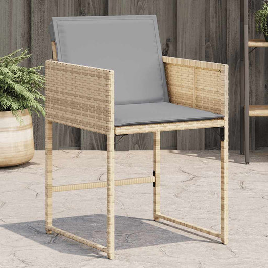 Sedie da Giardino con Cuscini 4 pz Beige Misto in Polyrattan | homemem39