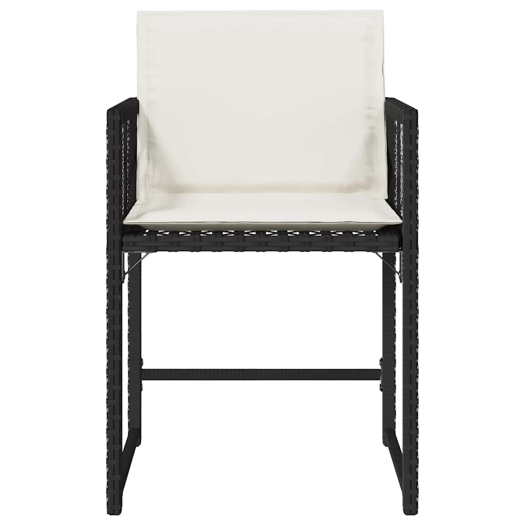 Sedie da Giardino con Cuscini 4 pz Nere in Polyrattan