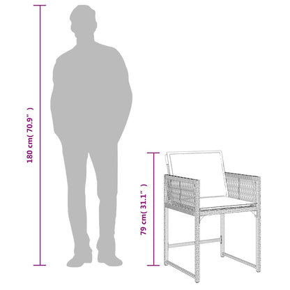 Sedie da Giardino con Cuscini 4 pz Nere in Polyrattan