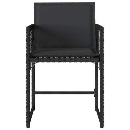Sedie da Giardino con Cuscini 4 pz Nere in Polyrattan