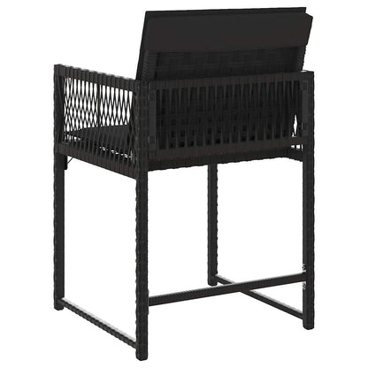 Sedie da Giardino con Cuscini 4 pz Nere in Polyrattan