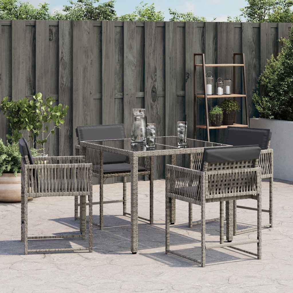 Sedie da Giardino con Cuscini 4pz Grigio in Polyrattan | homemem39