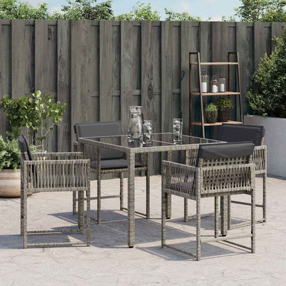 Sedie da Giardino con Cuscini 4pz Grigio in Polyrattan | homemem39