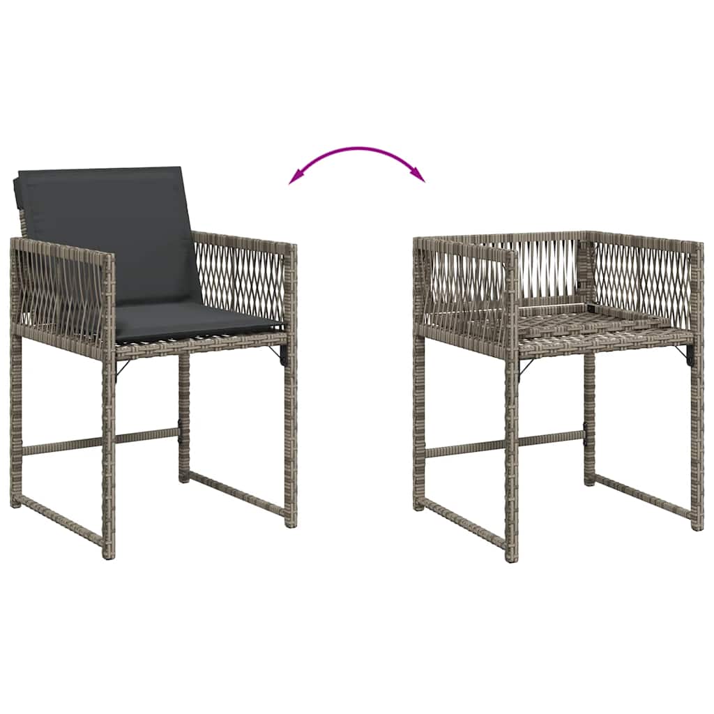 Sedie da Giardino con Cuscini 4pz Grigio in Polyrattan | homemem39