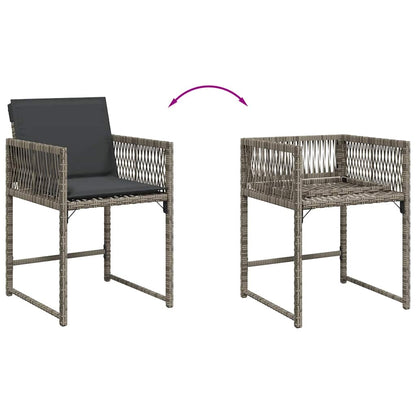 Sedie da Giardino con Cuscini 4pz Grigio in Polyrattan | homemem39