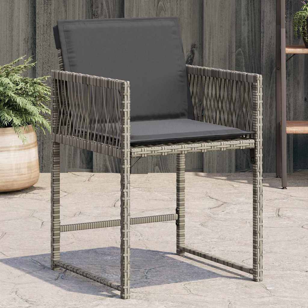 Sedie da Giardino con Cuscini 4pz Grigio in Polyrattan | homemem39