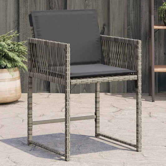 Sedie da Giardino con Cuscini 4pz Grigio in Polyrattan | homemem39