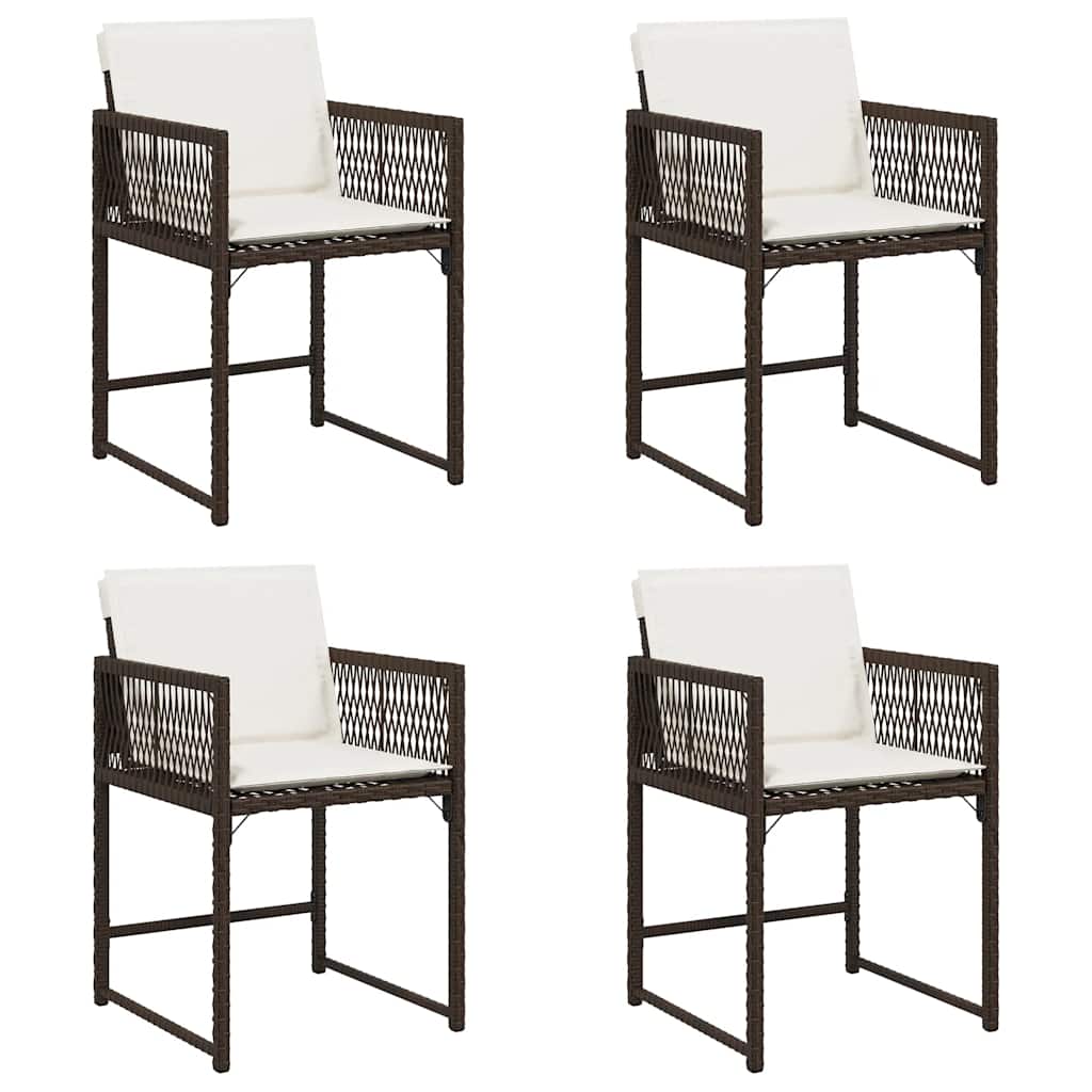 Sedie da Giardino con Cuscini 4 pz Marroni in Polyrattan | homemem39