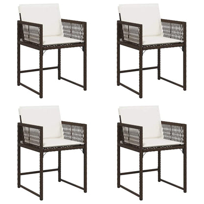 Sedie da Giardino con Cuscini 4 pz Marroni in Polyrattan | homemem39